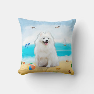 spitz Dog on Beach Cushion