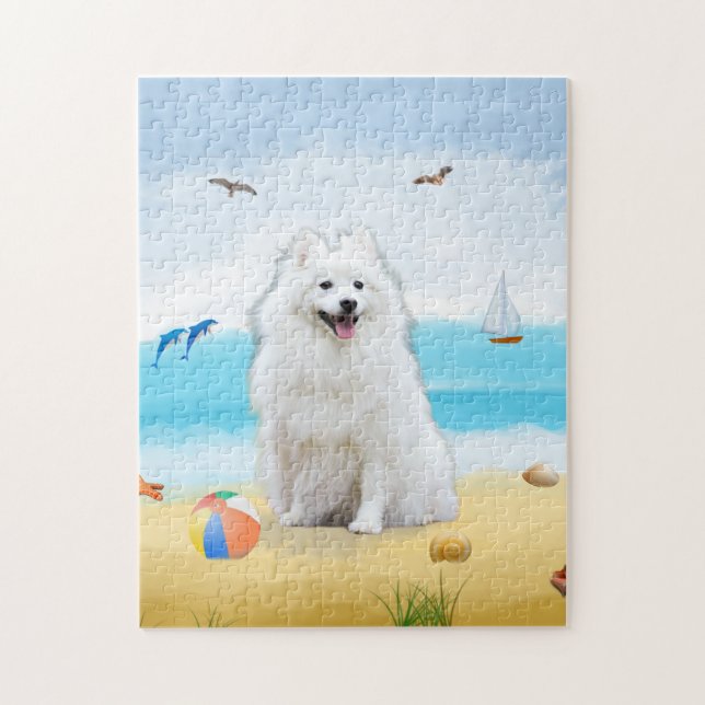 spitz Dog on Beach  Jigsaw Puzzle (Vertical)