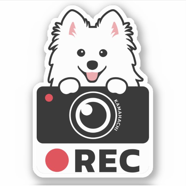 Spitz Dog Recording Vinyl Sticker camera warning (Front)