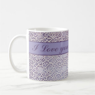 Spitzen Muster flieder, weiß Coffee Mug