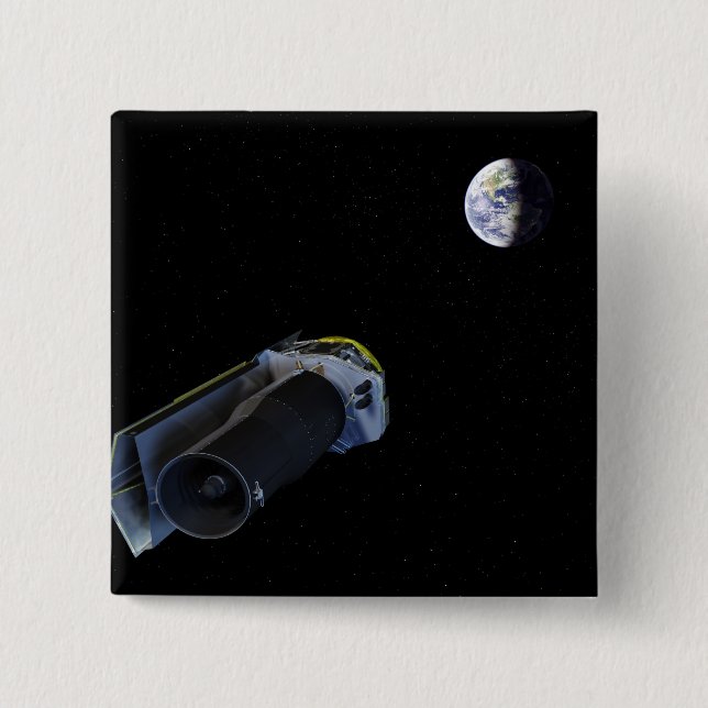 Spitzer points its high-gain antenna 15 cm square badge (Front)