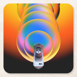 Spitzer Space Telescope Poster. Square Paper Coaster