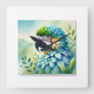 Spixs Macaw 081024AREF133 - Watercolor Square Wall Clock