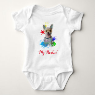 Splash Art Cute Chihuahua Dog Baby Bodysuit