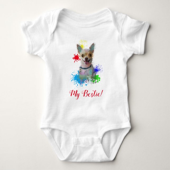 Splash Art Cute Chihuahua Dog Baby Bodysuit  (Front)