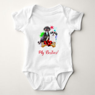 Splash Art Cute Shih Tzu Dog Baby Bodysuit