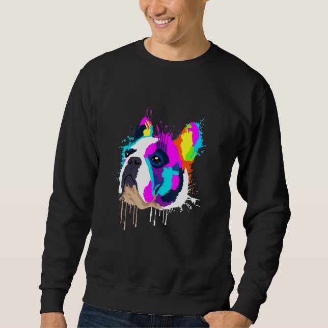 Splash Art French Bulldog Men Women Dog Sweatshirt (Front)