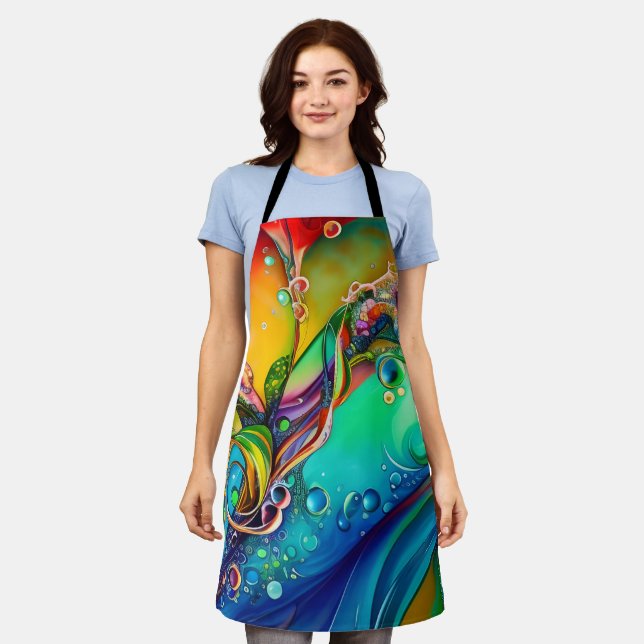 Splash! Colourful bubbles Abstract  Apron (Worn)