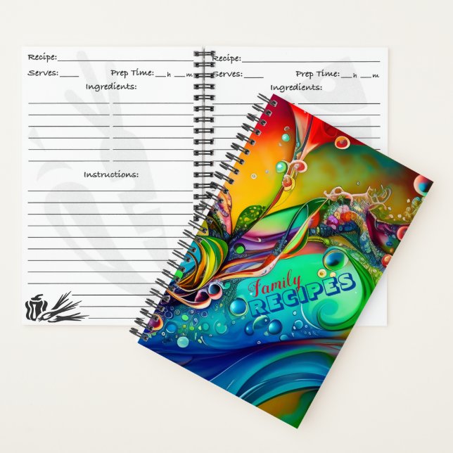 Splash! Colourful bubbles Abstract Recipes Notebook (Inside)