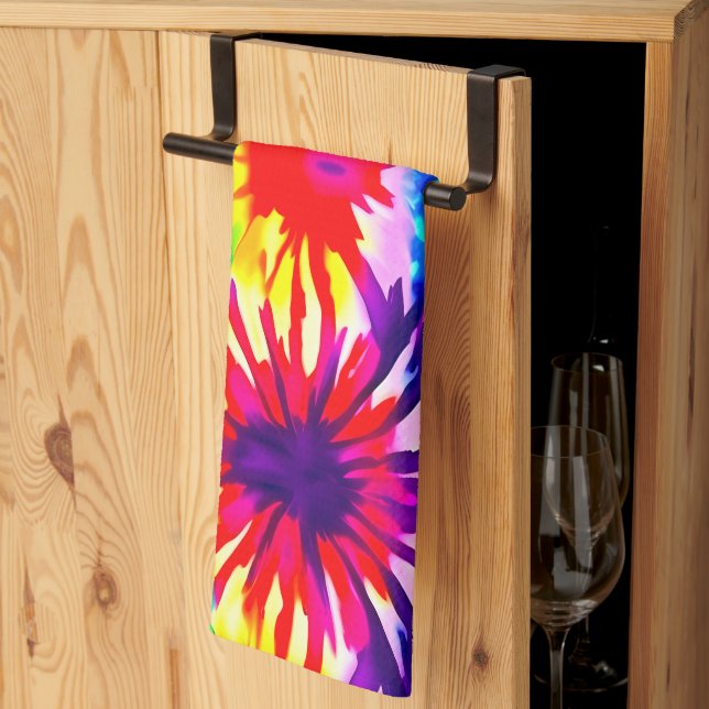 SPLASH DESIGN TIE-DYE  TEA TOWEL (Thirds Fold)