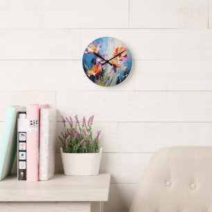 Splash Floral art Round Clock