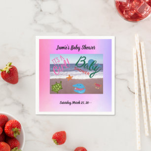 Splash For Joy: Baby Girl Shower Celebration Napkin
