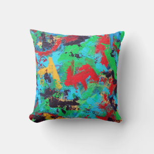 Splash-Hand Painted Abstract Brushstrokes Cushion