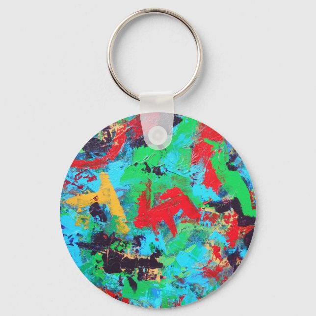 Splash-Hand Painted Abstract Brushstrokes Key Ring (Front)