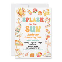 Splash In The Sun Pool Birthday Party Invitation