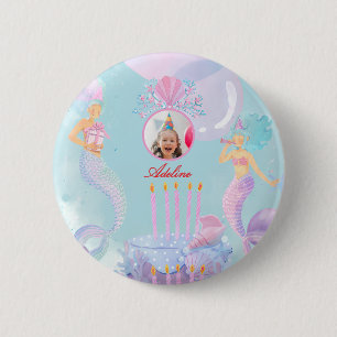Splash Into a Mermaid Birthday Bash! 6 Cm Round Badge