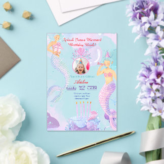 Splash Into a Mermaid Birthday Bash! Acrylic Invitations
