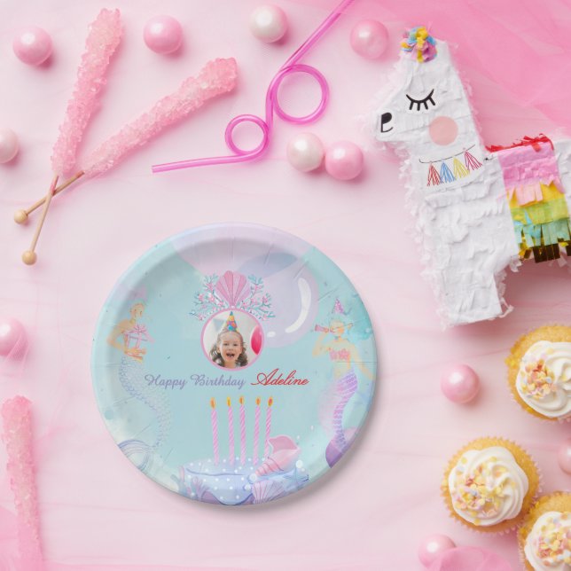 Splash Into a Mermaid Birthday Bash! Paper Plate (Party)