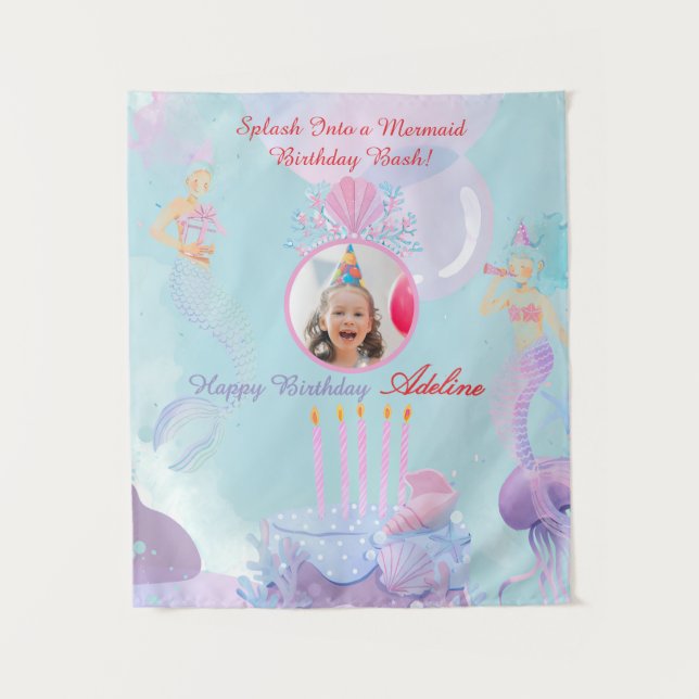 Splash Into a Mermaid Birthday Bash! Tapestry (Front)