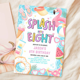 Splash Into Eight Pool Party Birthday Invitation