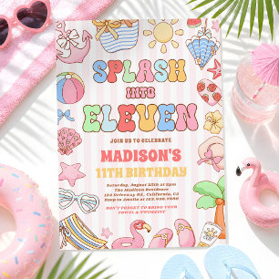 Splash Into Eleven Tropical Beach 11th Birthday Invitation