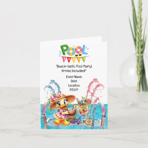 "Splash into Fun: Duck Pool Party with Drinks!" Invitation
