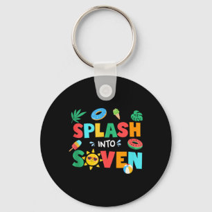 Splash Into Seven Birthday Summer 7th Birthday Key Ring