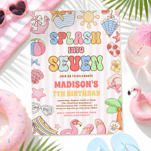Splash Into Seven Tropical Beach 7th Birthday Invitation