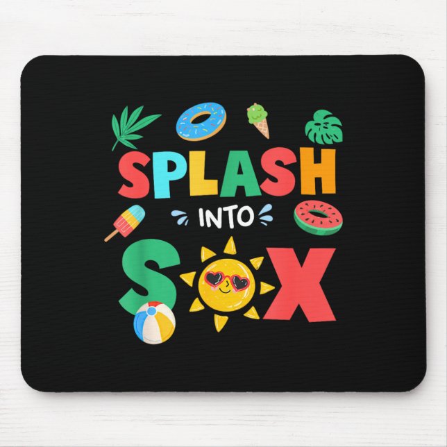 Splash Into Six Birthday Summer 6th Birthday Pool Mouse Pad (Front)