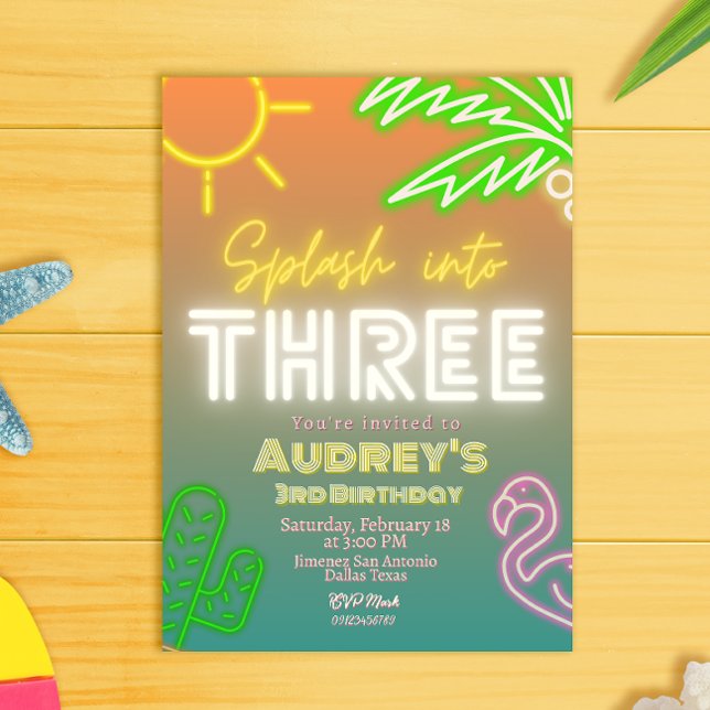 Splash into Three 3rd Birthday Invitation (Creator Uploaded)