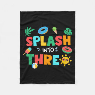 Splash Into Three Birthday Summer 3rd Birthday Fleece Blanket