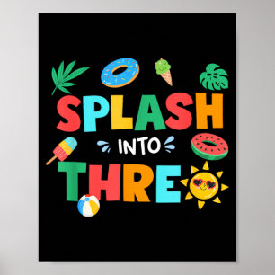 Splash Into Three Birthday Summer 3rd Birthday Poster