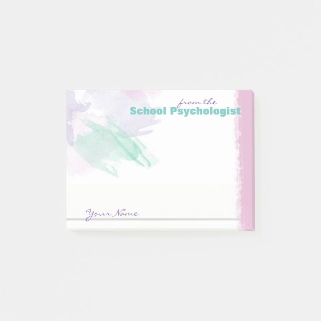 Splash of Colour Custom Name School Psychologist Post-it Notes (Front)