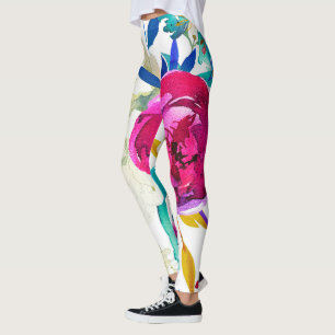 Splash of Colour Watercolor Floral Flowers Custom Leggings