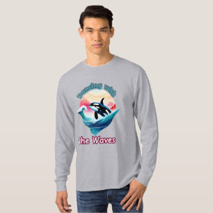 Splash of Freedom: Killer Whale in Aqua Jump T-Shirt