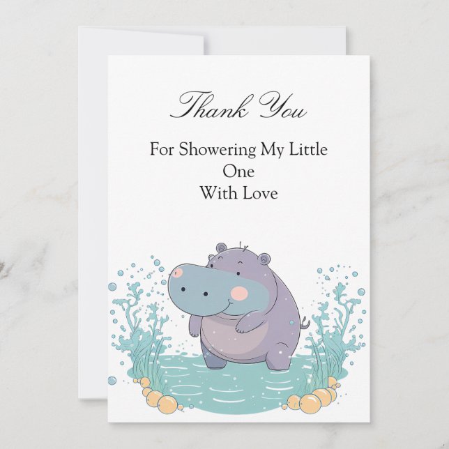 Splash of Joy, Little Hippo Invitation (Front)