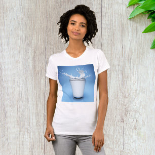 Splash Of Milk In Glass Drink Womens T-Shirt