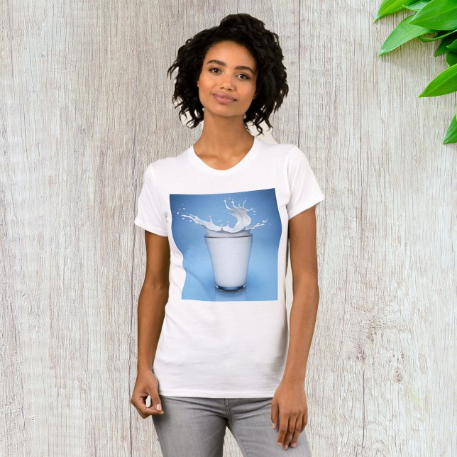 Splash Of Milk In Glass Drink Womens T-Shirt (Creator Uploaded)