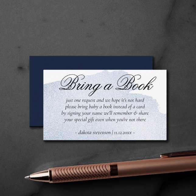 Splash of Navy | Chic Bring a Baby Book Poem Enclosure Card (Creator Uploaded)