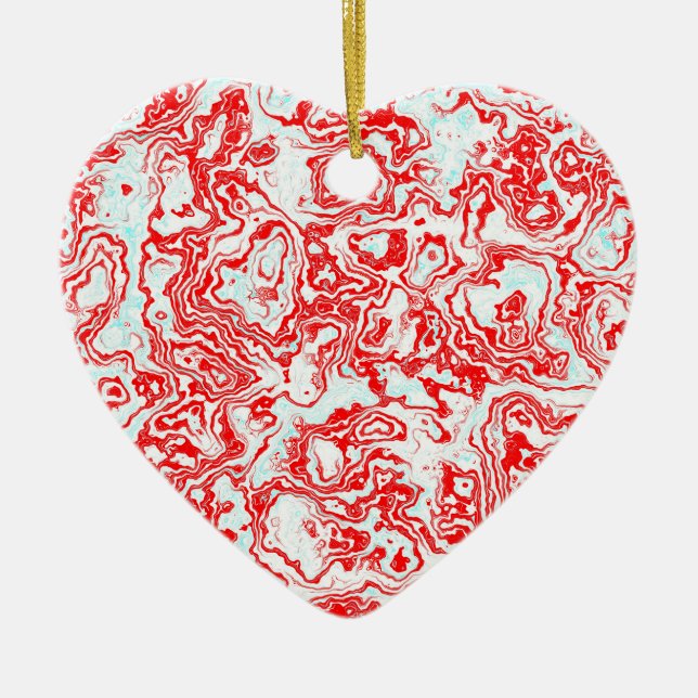 Splash of Red Ceramic Heart Ornament (Front)