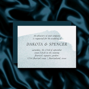 Splash of Teal   Dark Moody Watercolor Wedding Invitation