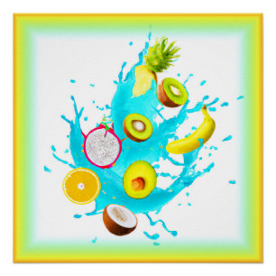 Splash of Tropical Fruits Art. Buy Now Poster