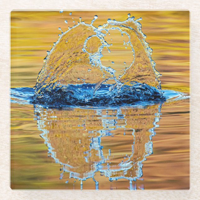 Splash on a fall evening glass coaster (Front)