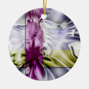 Splash On Stripes Ceramic Ornament