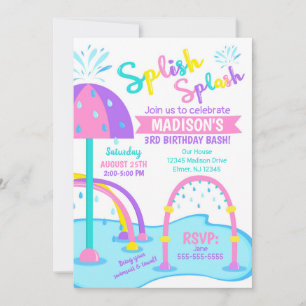 Splash Pad Birthday Invitation / Water Park / Girl