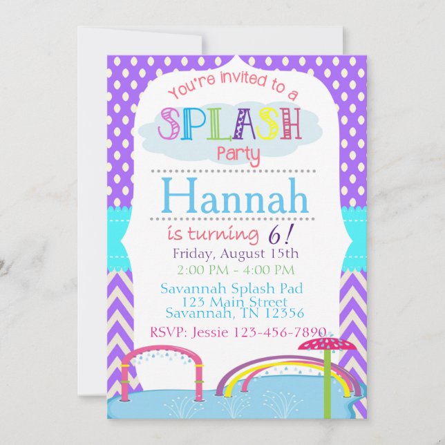 Splash Pad Birthday Party Invitation (Front)