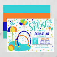 Splash Pad Invitation Water Park Birthday Boy
