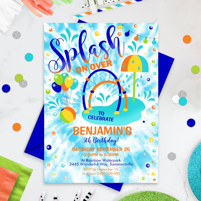 Splash Pad Party Invitation Waterpark Blue (Creator Uploaded)