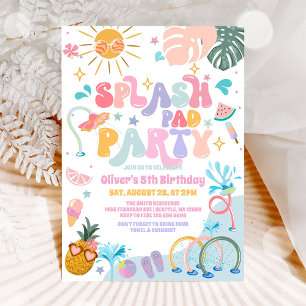 Splash Pad Party Pool Party Summer Birthday Invitation