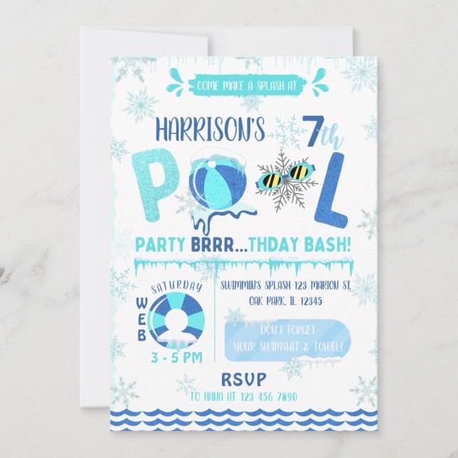 Splash Pool Party Boy Swimming Birthday Invitation (Front)
